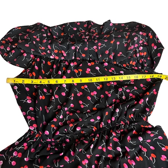 Dress Black w/ Red Cherries Flounce Top Elastic Waist Size M like … - Picture 7 of 11